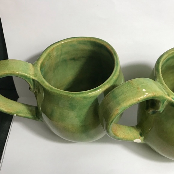 Aletha Soule Studio Green Coffee Mugs "2000" SIGNED VTG RARE POTTERY !CHIPS! - Picture 7 of 16